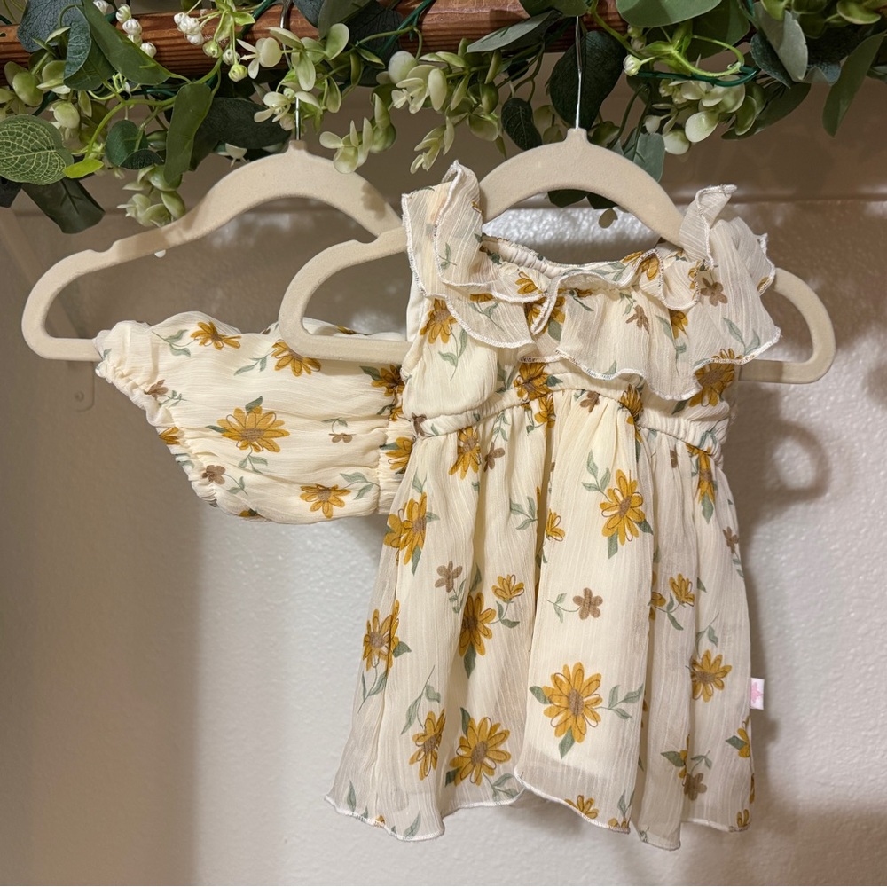 Floral Ruffle Baby Dress with Matching Bloomers